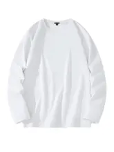 コットン製 長袖Tシャツ【春秋用・無地・クルーネック・ゆったりフィット】