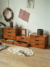 デスクトップ引き出し式3段収納小型キャビネット【木製化粧品収納ボックス・ディスプレイスタンド】