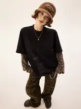 カモフラージュデザインの長袖Tシャツ【ゆったりとしたサイ ズ・ハイストリートスタイル・カジュアル】（セットアップ対応）