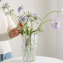 大口径ガラスフラワーベース【透明・花活け用・高級感あるデザイン】