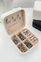 高級レザー製 アクセサリー収納ボックス【リング・ネックレス・ピアス用・携帯便利】