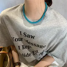 天然のターコイズビーズネックレス【重ね付け対応・デザイン性のある女性用・クラス感】