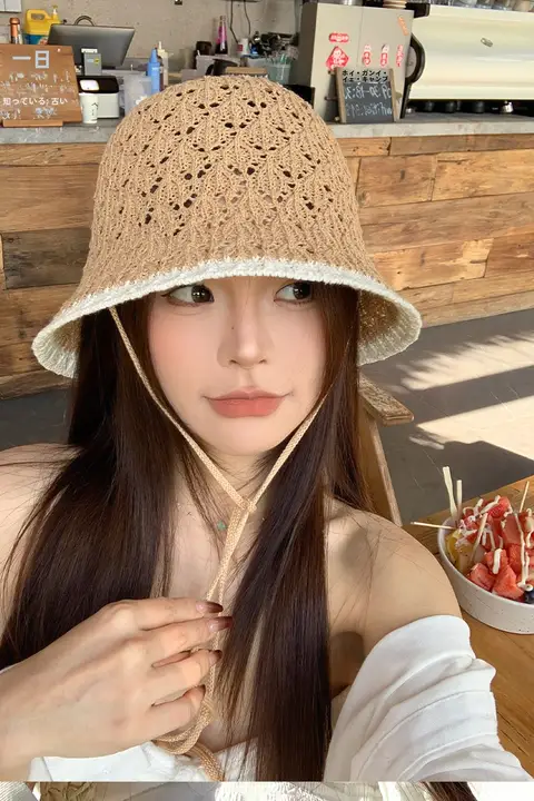 メッシュデザインのレディース 夏用フィッシャーハット【通気性・UVカット・バイカラー】