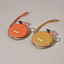 可愛いモンスター デザインの本革キーケース【カード収納・牛革製・手提げタイプ】