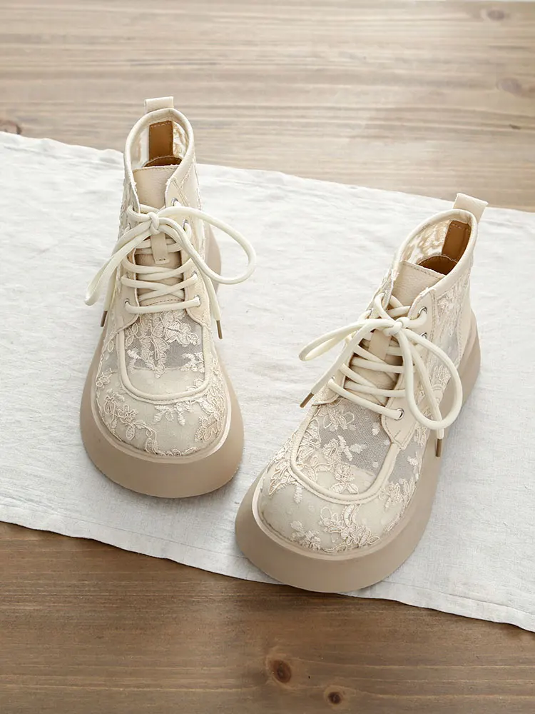 夏用ハイカットレースメッシュブーツ：通気性と軽量デザインで快適な日常を実現