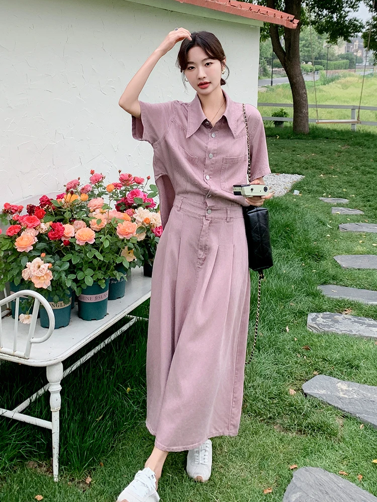 6月に着るピンクデニムワンピースの選び方：法式スタイルで涼しく体にやさしい夏の服