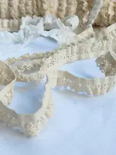 極上の柔らかさ！米白色のフリルエラスティックバンド【ローリタ衣装用の装飾】
