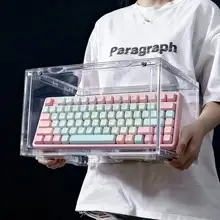 防塵 キーボード収納ボックス【音声制御ライト付き・透明ディスプレイ・ゲーミングキーボード・マウス用】