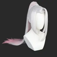 アニメキャラクター コス  プレウィッグ【銀白色・ハイライト付き・ふわふわ】