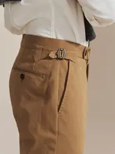 秋冬用 チノパンツ【ストレッチ加工・ウォッシュドコットン・パリボタン・9分丈】