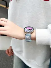 デニム刺繍デザインのスマートウォッチバンド【適用機種：Huawei Watch GT5/6・GT4・Watch4・GT3・高級感あり・レディース用】