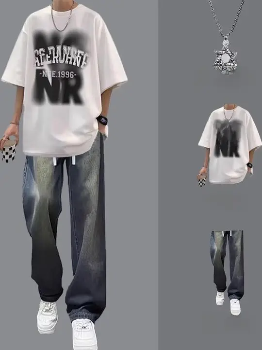 夏用 メンズ 半袖Tシャツ【コットン・ルーズフィット・ホワイト】