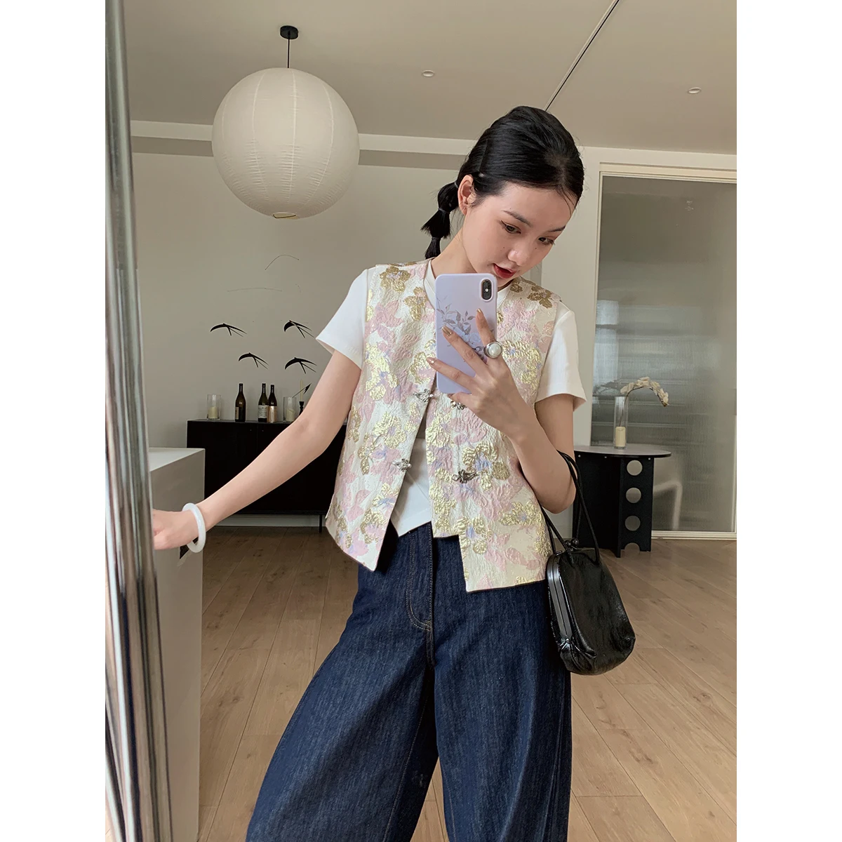 春に何を着る？新中式デザインのダウンベストとパンツセットが、季節の移り変わりを美しく彩る