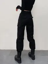高ウエスト 黒色カジュアルジョガーパンツ【女性用・フィット感・秋冬用】