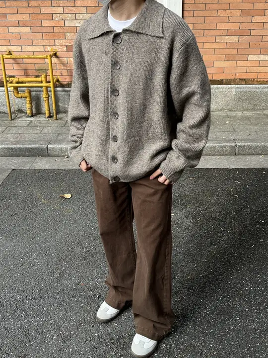 ニットカーディガン ユニセックス 厚手 オーバーサイズ ルーズ 着回し アウター 秋冬