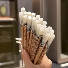 天然ココナッツ製 滑り止め木製箸【牛角・貝殻手作り・10組入り】