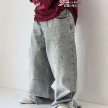 韓国風 おしゃれな子供用デニムパンツ【ユニセックス・ストレート・カジュアル】