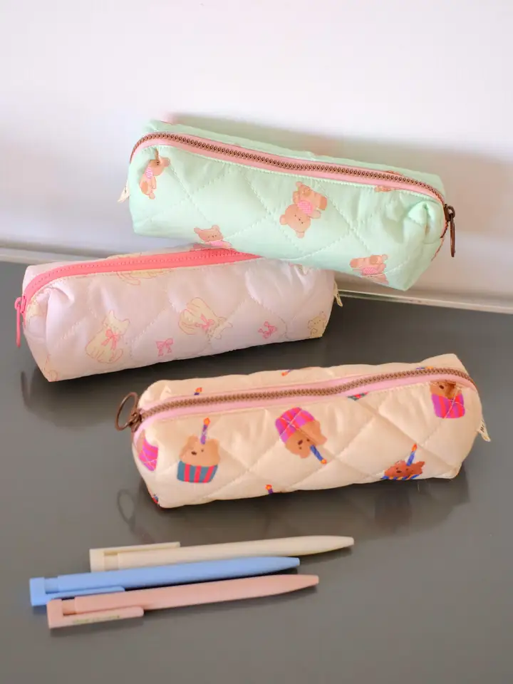 動物ファミリー立体キルトペンケース【かわいい収納化粧ポーチ】