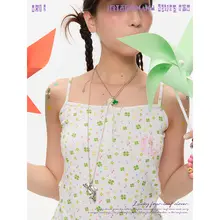夏用二色のクローバー柄ミニスカートキャミソール【高級感あるデザイン・インナーとしても外出にも最適】