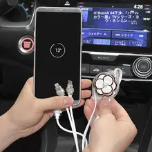 車載用 伸縮式多機能急速充電ケーブル【ダブルUSB・デザイン付き】