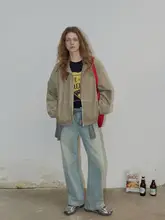 韓国風レトロデザインのプリント野球ジャケット【ゆったりシルエット・カジュアル・女性用】
