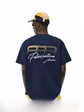 涼感のある冰皮長綿使用のグラデーションLOGO半袖Tシャツ【ビッグシルエット・カップル向け・夏用】