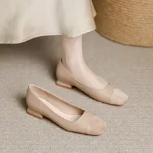 快適な低ヒールシンプルパンプス【春秋用・レトロデザイン・スクエアトゥ】