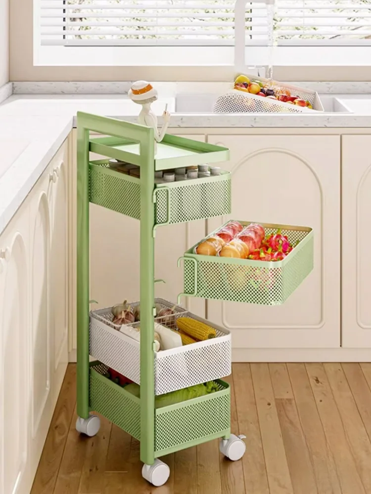 キッチン用多段式野菜収納ラック：35cm幅の立体収納でキッチンをスッキリ整理