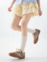 ルーズソックス レディース 夏用 薄手 縦ボーダー グレー 学院風 ローファー合わせ
