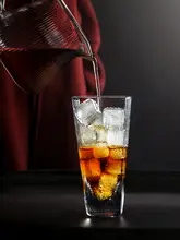 グラス 四角 ガラス 槌目 クリア 家庭用 おしゃれ コーヒー ジュース ミルク アイスドリンク
