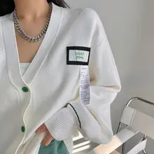 アメリカンビンテージ風 ワイドVネックボタン付きニットカーディガン【長袖・ゆったりしたフィット感】