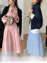 優雅なレトロコットンフレアスカート【Aライン・ウエストマーク・ひざ丈】