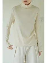 荃白 レディース 高ネックニットトップス【秋冬用・ストレッチ・快適・柔らかい】