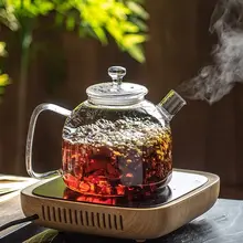 耐熱高硼珪酸ガラス製 直火用ティーポット【大容量1800ml・ガスコンロ対応・フルーツ煮込み可】
