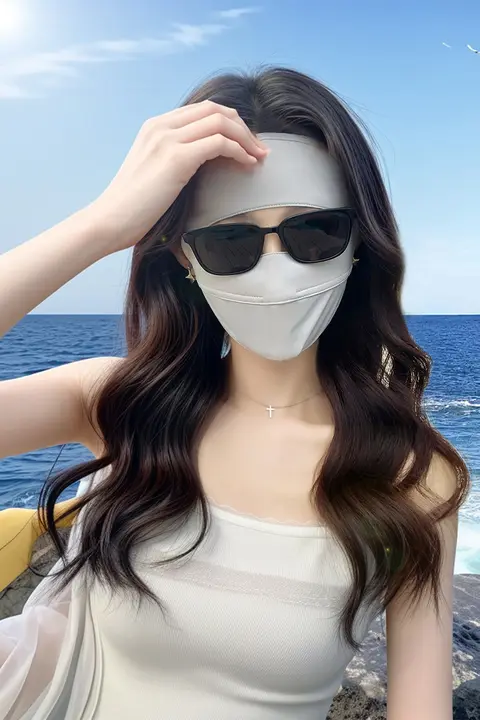 全顔用UVカット日焼け防止フェイスマスク【夏用・アイスシルク・ドライブ用】