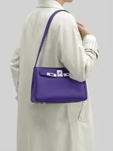 牛革製 小型ショルダーバッグ【紫色・通勤用・斜め掛け対応】
