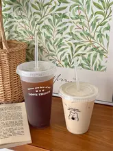 再利用可能な大容量夏用水筒【プラスチック製・ストロー付き・携帯用コーヒーカップ】