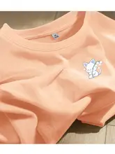 夏用 レディース コットン製 ブルー フィット感のある Tシャツ【ゆったりシルエット・短袖】