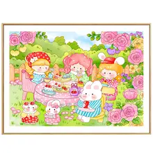 花園アフタヌーンティーの新作 クロスステッチ【高級感のある玄関装飾・手作り】