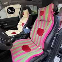 りんご クッション モコモコ あったか 車載 シートクッション 背当て 枕 インテリア 冬 ポップカラー