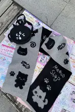 可愛い猫デザインの二重面スカーフ【黒・灰・極上の柔らかさ・猫用】