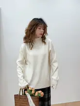 秋冬用 やわらかニットハイネックセーター【ルーズフィット・リブ編み・ベーシックデザイン】