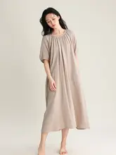 夏の綿半袖ナイトドレス女性のラウンドネックプルオーバー薄いスタイル