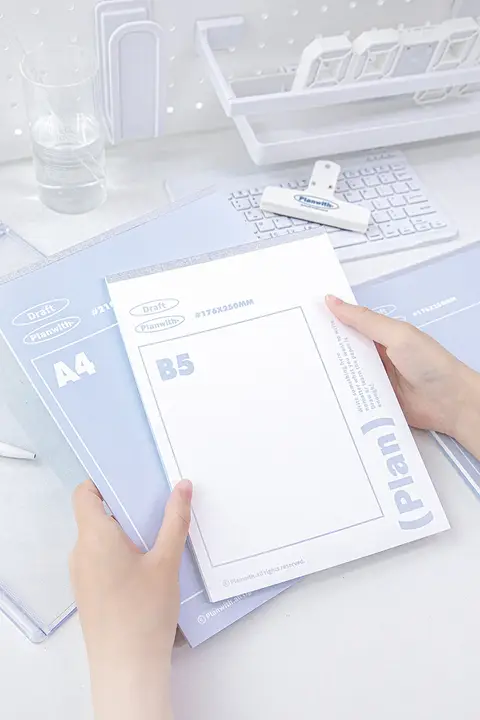 メモパッド 無地ノート 破り取りタイプ 計算用紙 学生用 高校生 試験 受験 勉強 「Planwith」