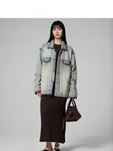 ヴィンテージ風ストーンウォッシュデニムジャケット【ハンドメイド・トレンディなシルエット】