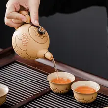 手描き高級功夫茶器セット【シンプルデザイン・陶製・急須とお茶碗セット】