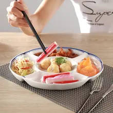 ラン花デザインのセラミック製分割プレート【和風スタイル・家庭用・個性的】