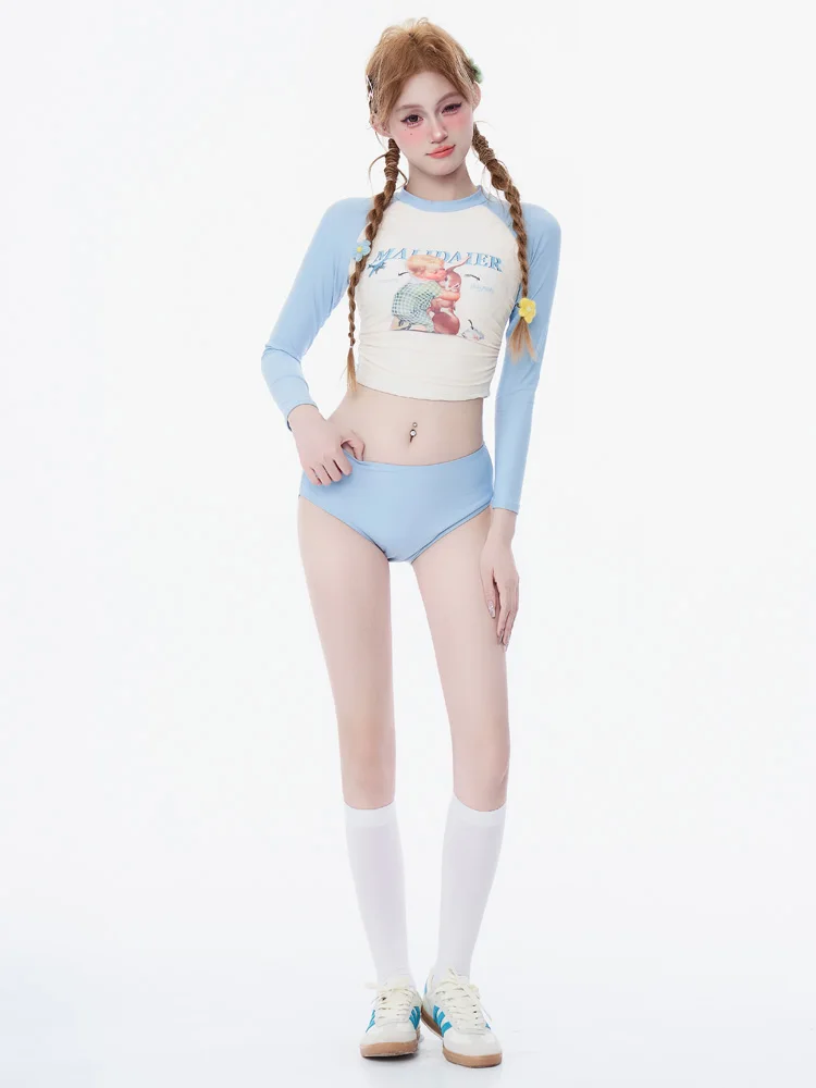 水陸両用ウェア レディース おすすめモデル：少女用水着【泡温泉・スリム効果・分体・長袖・紫外線対策・スポーツ用】（セットアップ対応）