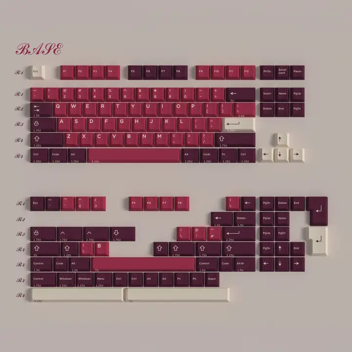 キーキャップ メカニカルキーボード用 ABS樹脂 Cherryプロファイル 2色 レッドベルベット 「Chosfox」