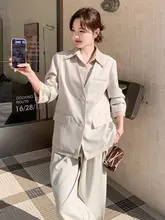 米白色通勤コーディネート【春秋用・スーツ風・パンツ付き】（セットアップ対応）